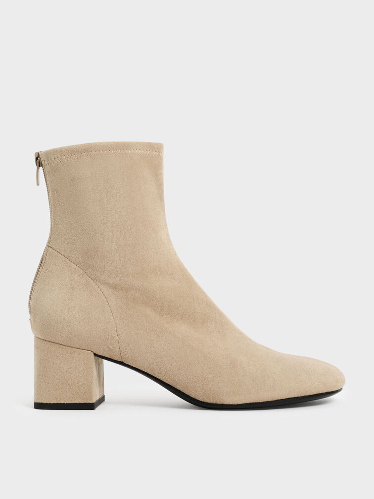 Textured Block Heel Ankle Boots, Taupe, hi-res