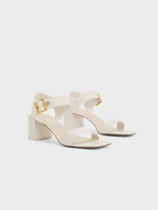 Square-Buckle Block Heel Sandals, Cream, hi-res