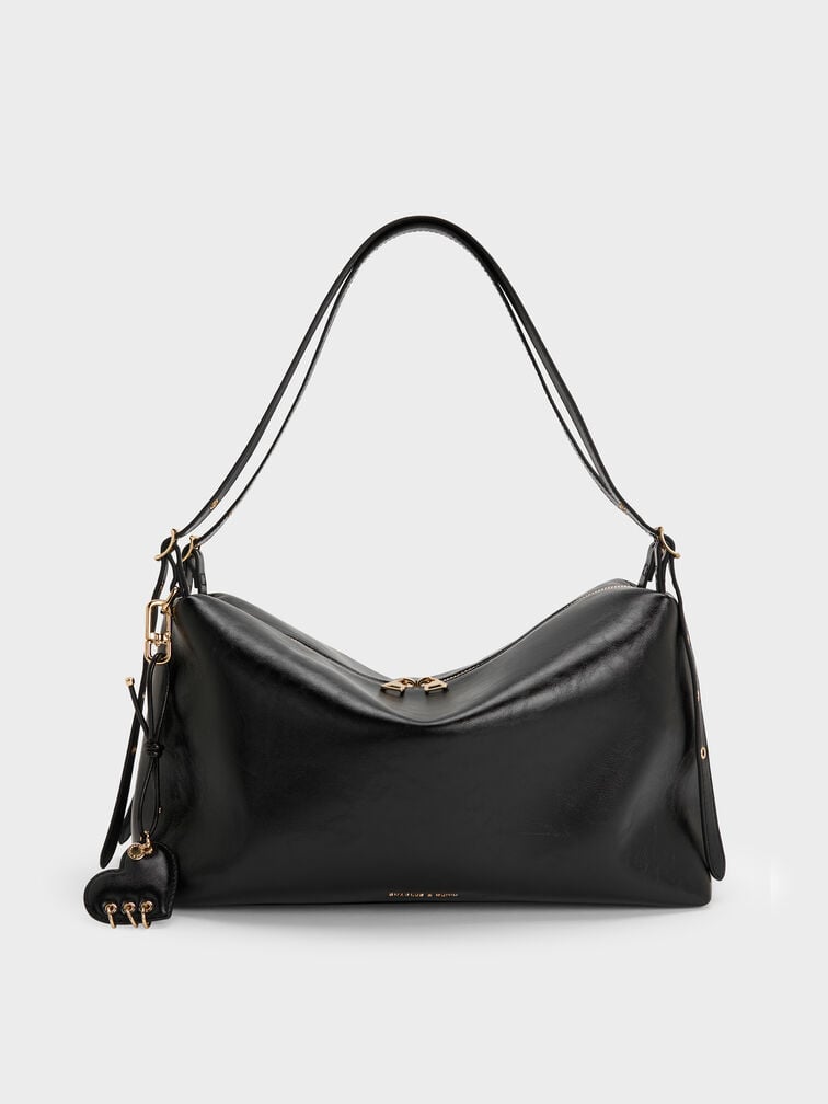 Rey Slouchy Shoulder Bag, Black, hi-res