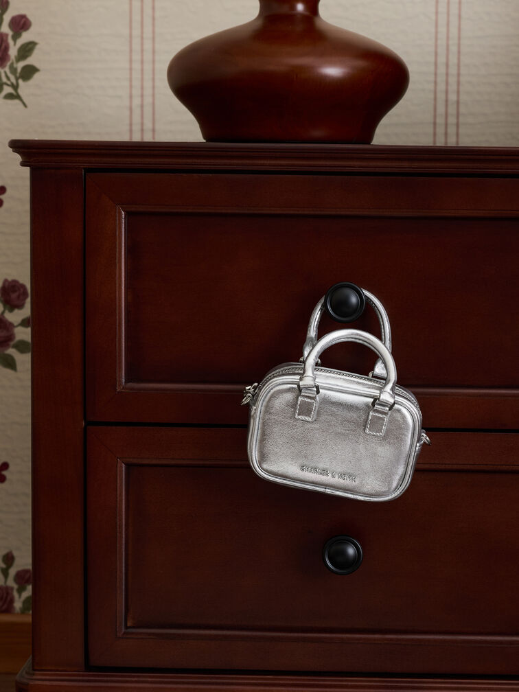 Sianna Metallic Bowling-Bag Charm​, Silver, hi-res