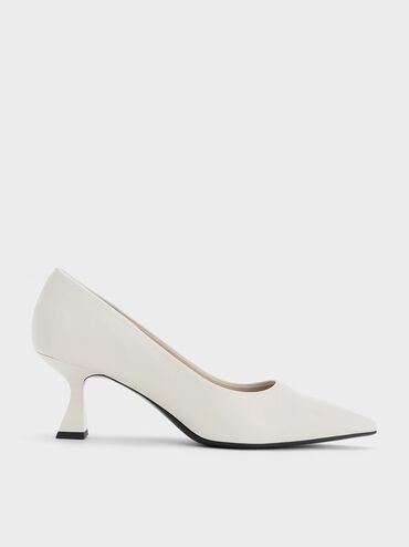 Pointed-Toe Flared Pumps, Chalk, hi-res