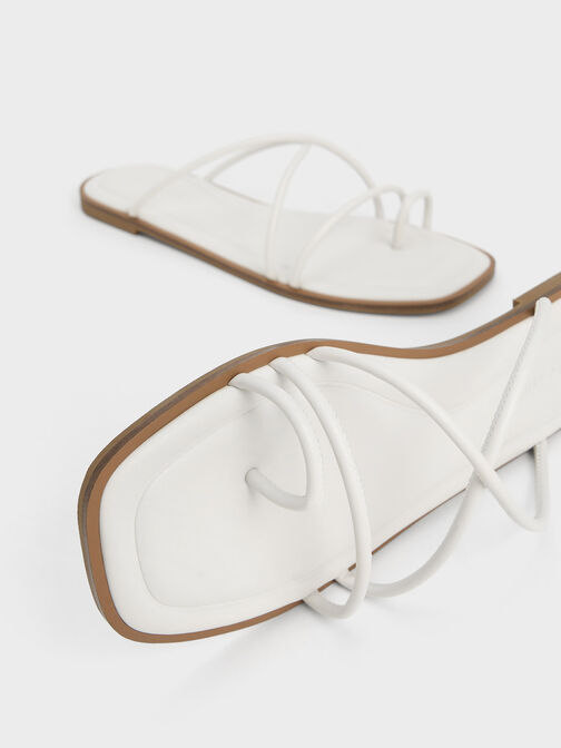 Meadow Strappy Toe-Ring Sandals, White, hi-res