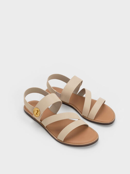 Yara Asymmetric Strappy Sandals, Chalk, hi-res