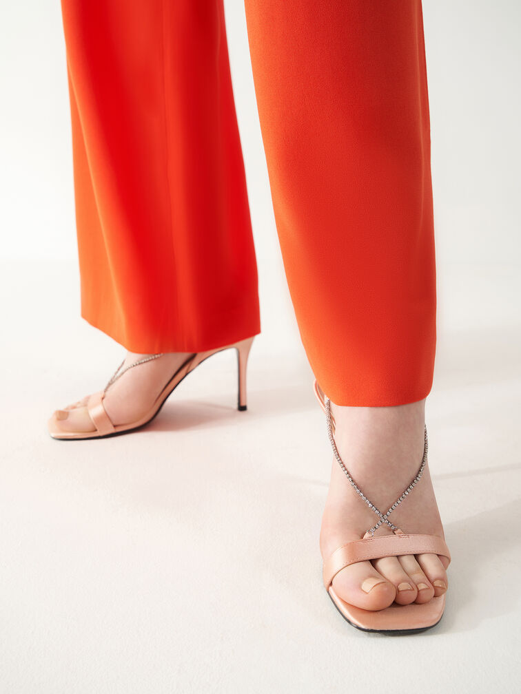Adel Recycled Polyester Gem-Strap Stiletto Sandals, Blush, hi-res