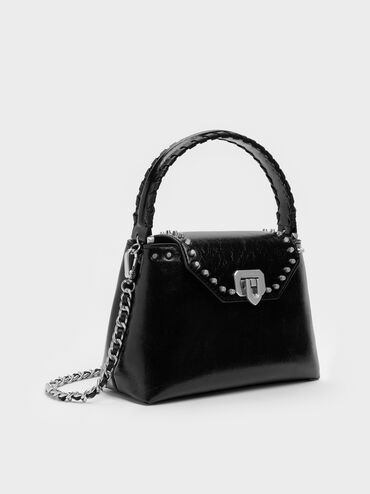 Arwen Studded Top Handle Bag, Noir, hi-res