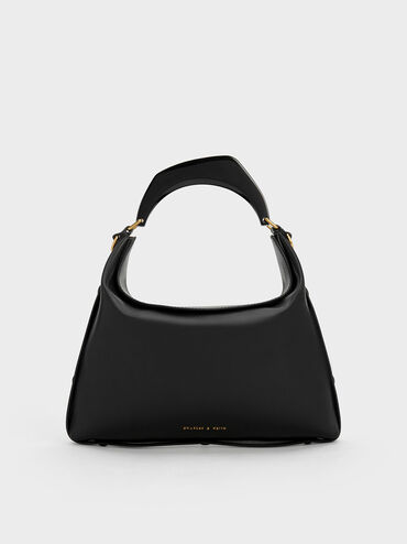 Marlin Acrylic Handle Hobo Bag, Black, hi-res