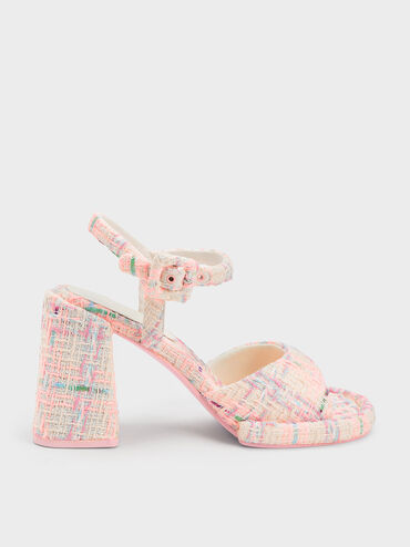 Sinead Tweed Trapeze Heel Buckled Sandals, Multi, hi-res
