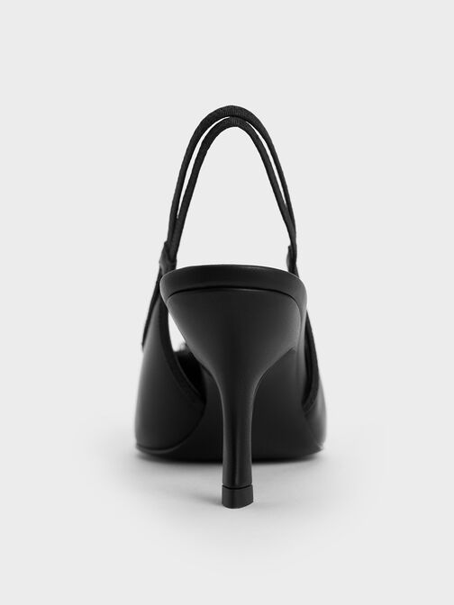 Anita Buckled Pointed-Toe Slingback Pumps, Black, hi-res