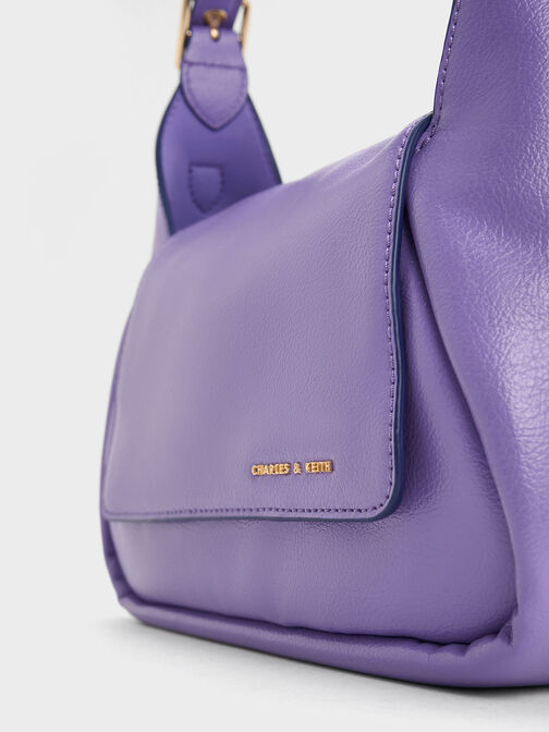 Buzz Front Flap Hobo Bag, Purple, hi-res