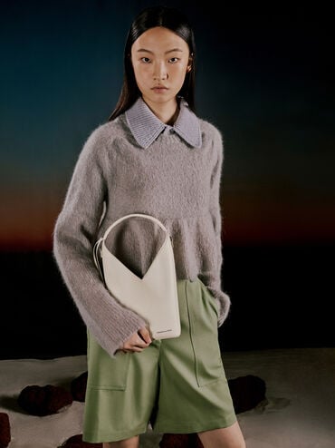 Simone Angular Bucket Bag, Cream, hi-res