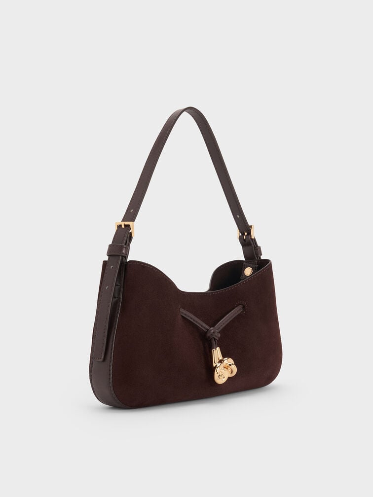 Mila Recycled Suede Shoulder Bag, Espresso Brown, hi-res