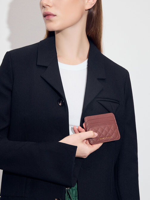 Quilted Card Holder, Chocolate, hi-res
