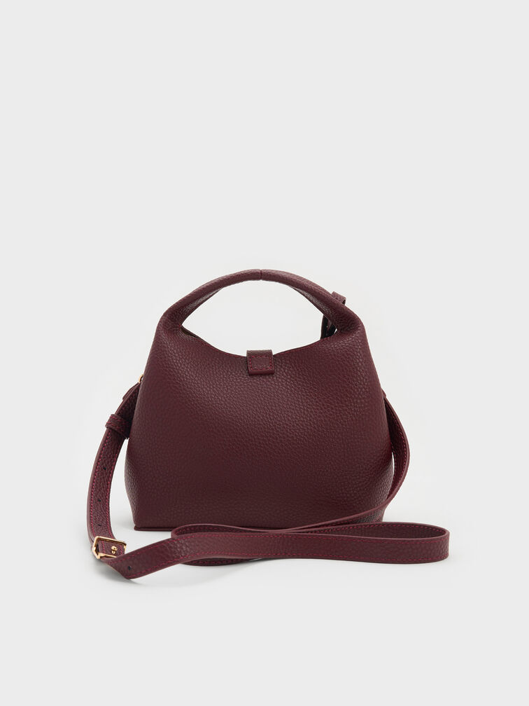 Mini Chance Turn-Lock Bucket Bag, Wineberry Red, hi-res