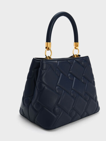 Tillie Quilted Top Handle Bag, Navy, hi-res