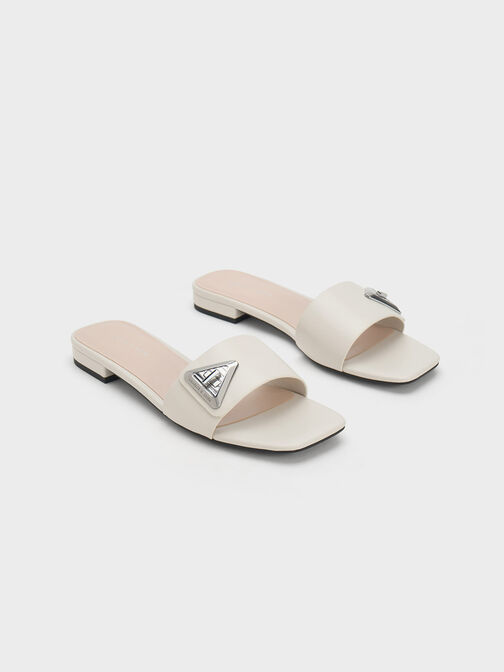Trice Metallic Accent Slide Sandals, Chalk, hi-res