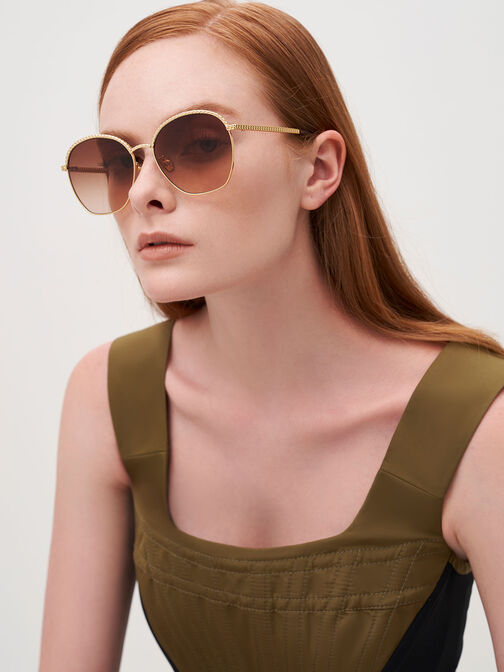 Braided Butterfly Sunglasses, Gold, hi-res