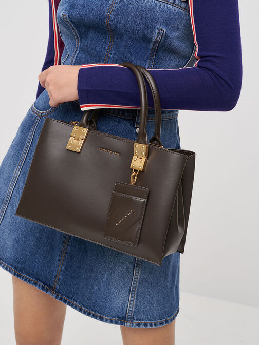 Large Double Handle Handbag, Dark Moss, hi-res