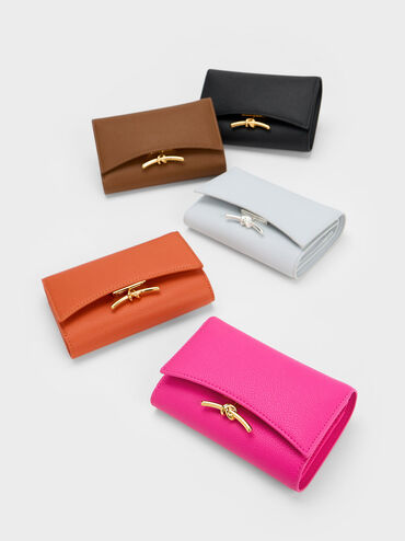 Huxley Metallic-Accent Front Flap Wallet, Fuchsia, hi-res