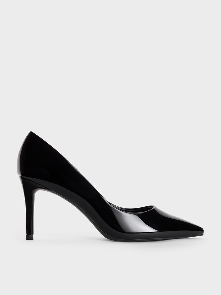 Emmy Patent Pointed-Toe Stiletto Pumps, Black Patent, hi-res