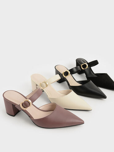 Metallic Accent Pointed-Toe Pumps, Mauve, hi-res