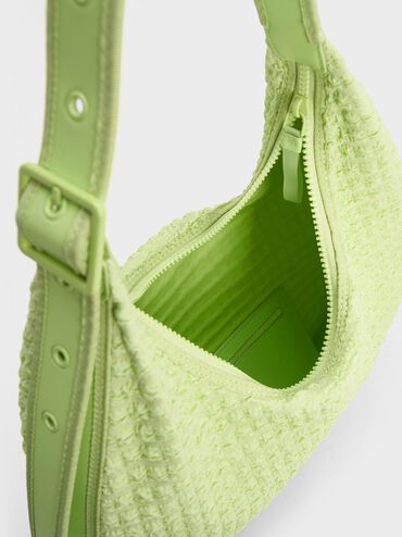 Textured Crescent Hobo Bag, Zesty Green, hi-res