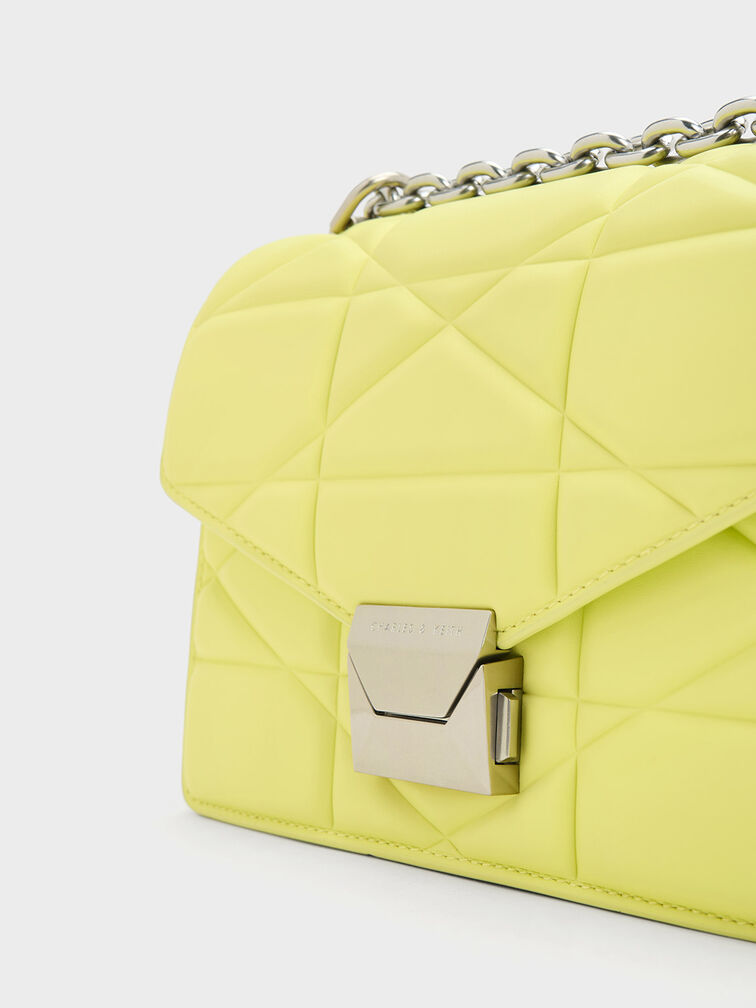 Blanche Chevron Chain Handle Bag, Butter, hi-res