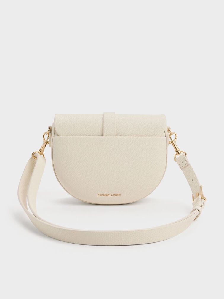 Beryl Belted Saddle Bag, Cream, hi-res