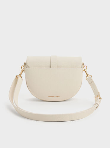 Beryl Belted Saddle Bag, Cream, hi-res