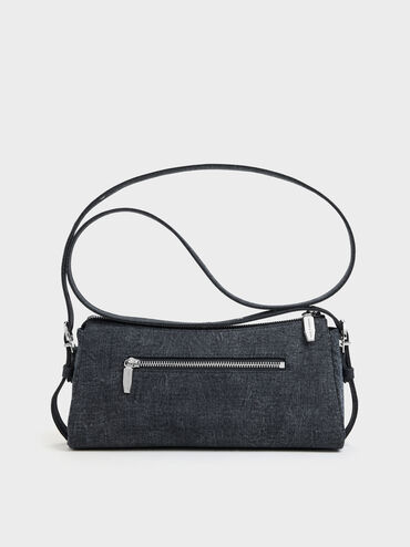 Rachel Denim Front-Pocket Chain Shoulder Bag, Denim Blue, hi-res