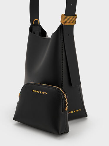 Edna Bucket Bag, Black, hi-res