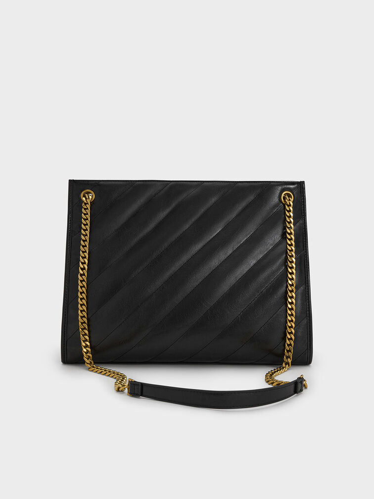 Neva Panelled Chain-Strap Tote Bag, Black, hi-res