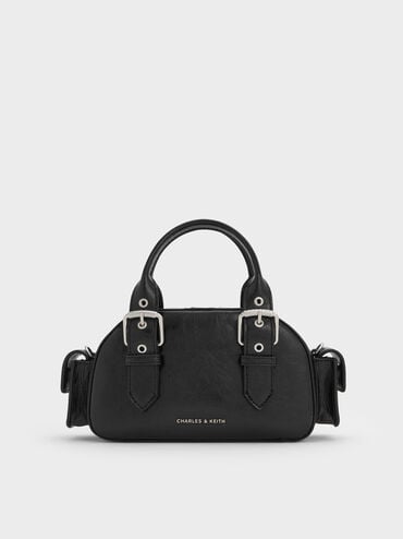 Blaise Buckle-Strap Side-Pocket Bowling Bag, Noir, hi-res