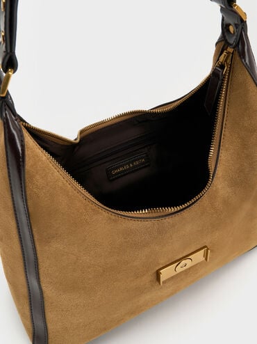 Charlot Recycled Suede Hobo Bag, Sahara Sand, hi-res
