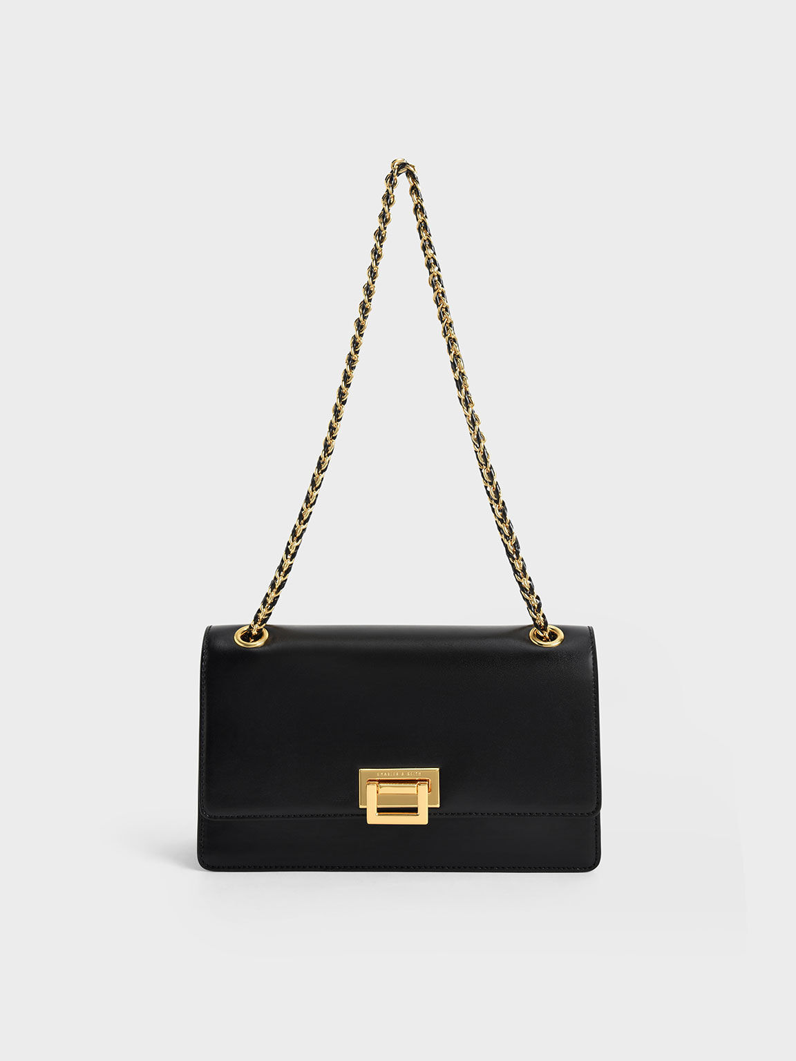 Black side bag with gold chain shop