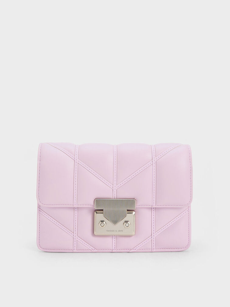 Eudora Chevron Boxy Bag, Lilac, hi-res