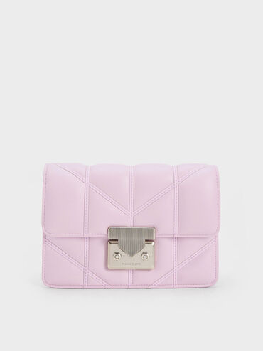 Eudora Chevron Boxy Bag, Lilac, hi-res