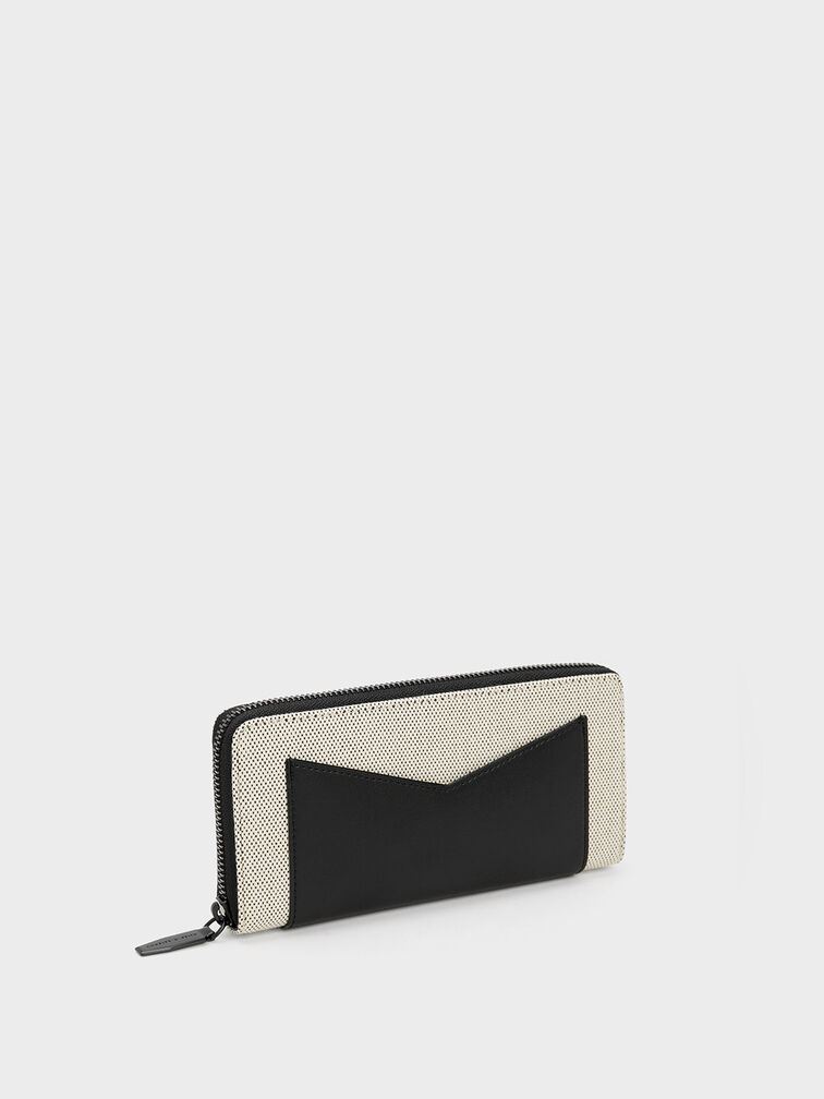 Gaia Canvas Two-Tone Zip-Around Wallet, Multi, hi-res