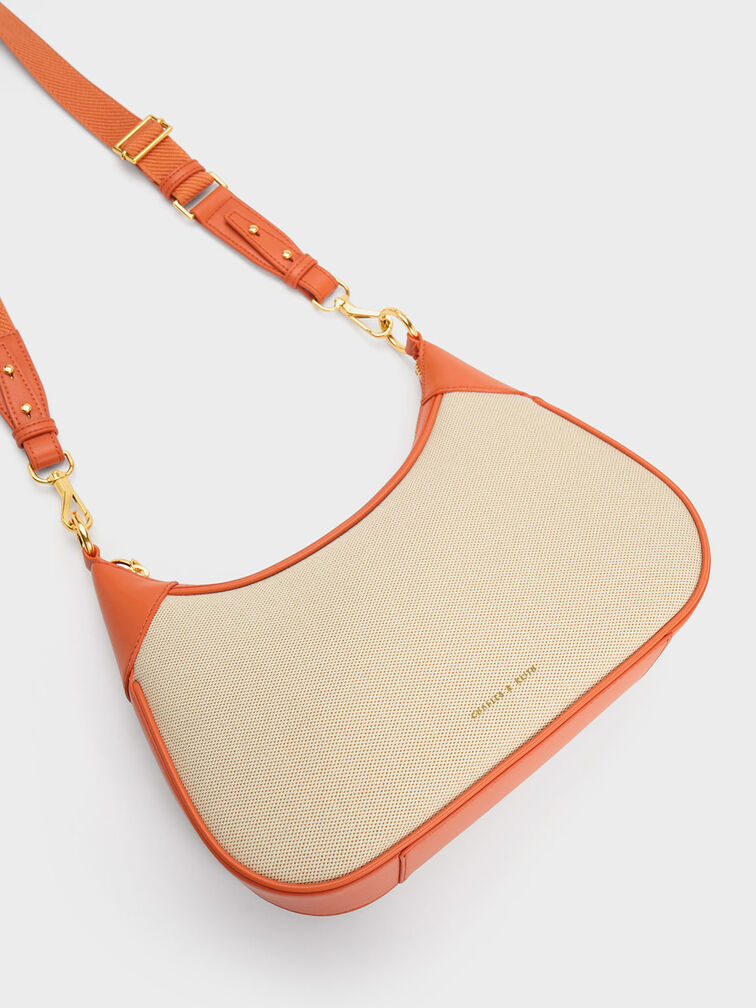Alcott Scarf Handle Canvas Bag, Orange, hi-res
