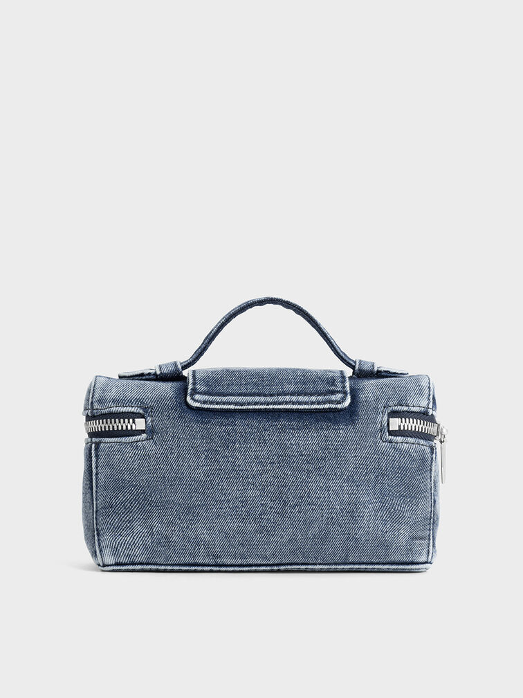 Arwen Denim Top Handle Vanity Bag, Denim Blue, hi-res