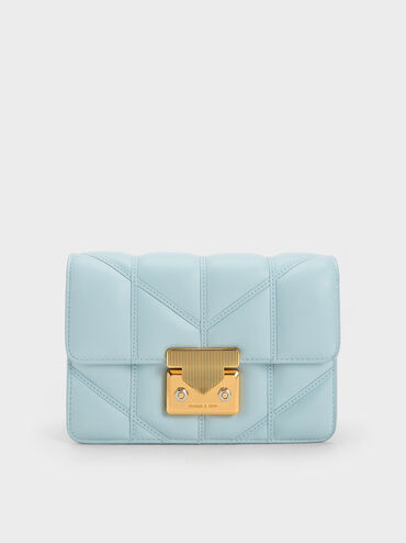 Eudora Chevron Boxy Bag, Blue, hi-res