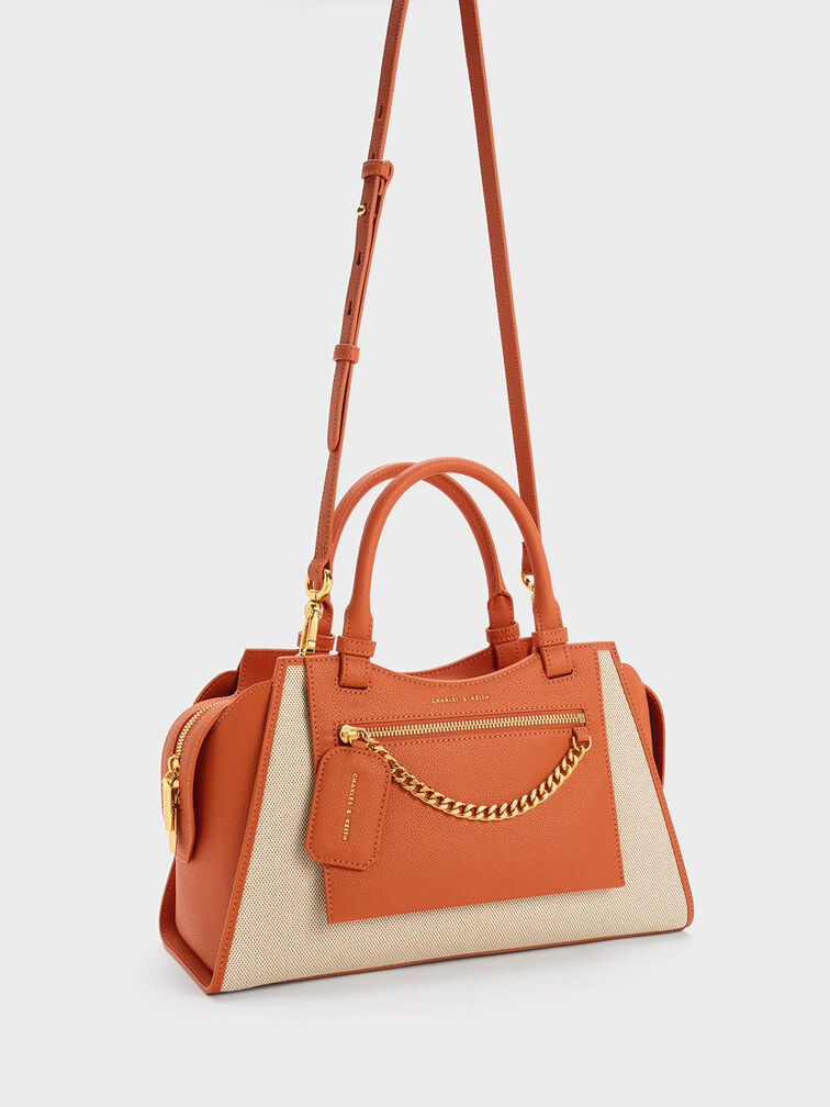 Avis Canvas Trapeze Tote Bag, Orange, hi-res