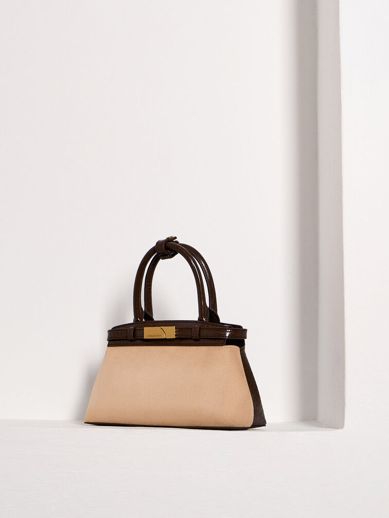 Aurelia Croc-Effect & Faux Suede Metallic-Accent Elongated Tote, Multi, hi-res