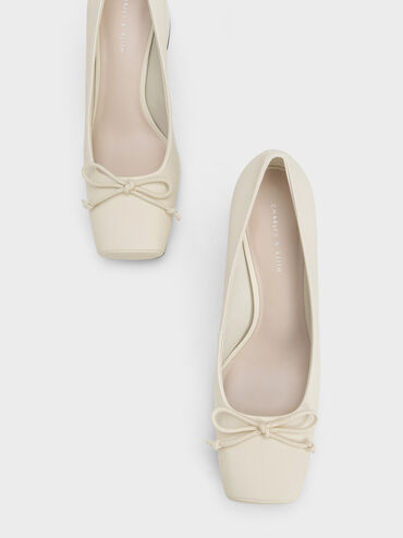 Bow Square-Toe Pumps, Chalk, hi-res
