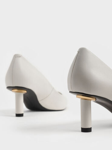 Cylindrical Kitten Heel Pumps, Chalk, hi-res