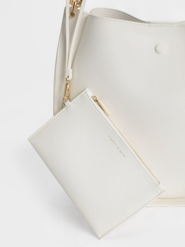 Cleona Braided Handle Shoulder Bag, White, hi-res