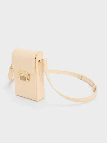 Metallic Accent Elongated Pouch, Beige, hi-res