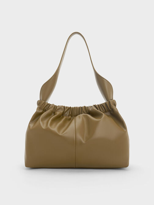 Large Ally Ruched Slouchy Bag, Khaki, hi-res