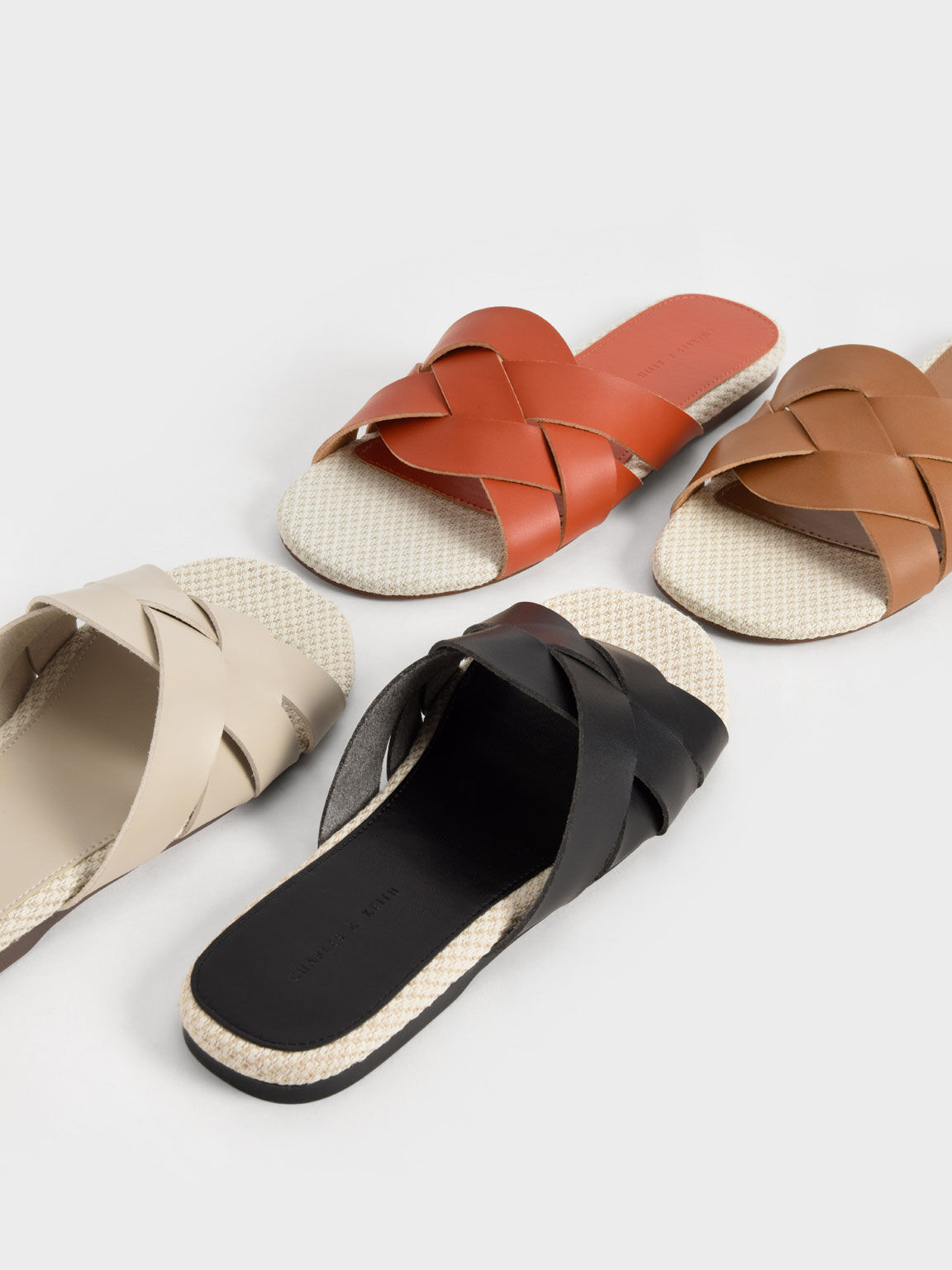 Chalk Woven Slide Sandals CHARLES KEITH IN