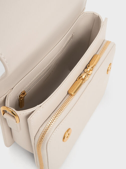 Front Flap Top Handle Bag, Ivory, hi-res