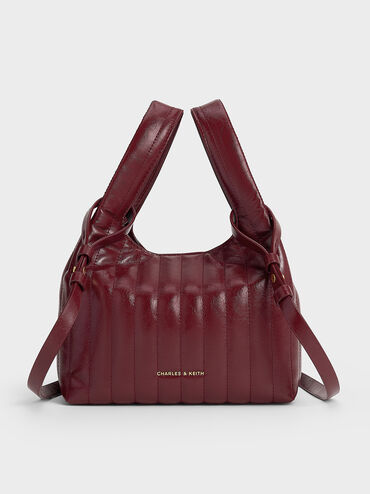 Donna Crinkle-Effect Tote Bag, Burgundy, hi-res